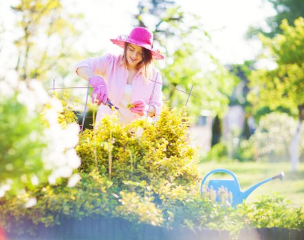 Staff member assisting a resident with accessible garden maintenance information